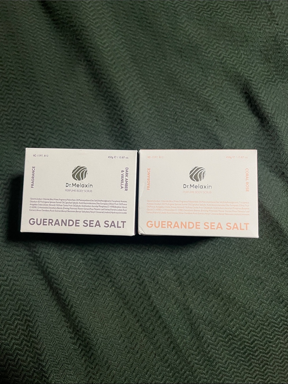 Dr. Melaxin Guerande Sea Salt Body Scrub Duo - Dark Amber & Vanilla/Coral Rose